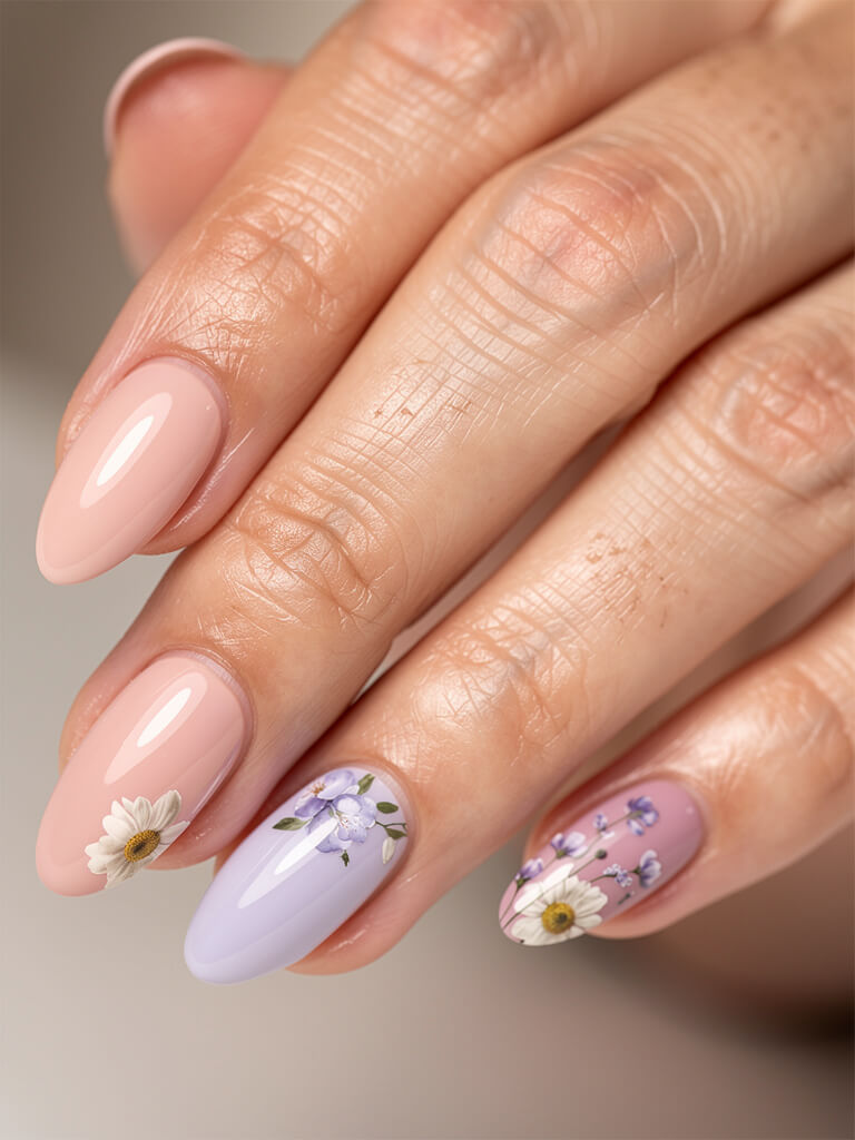 Spring Nails - pastel floral spring manicure