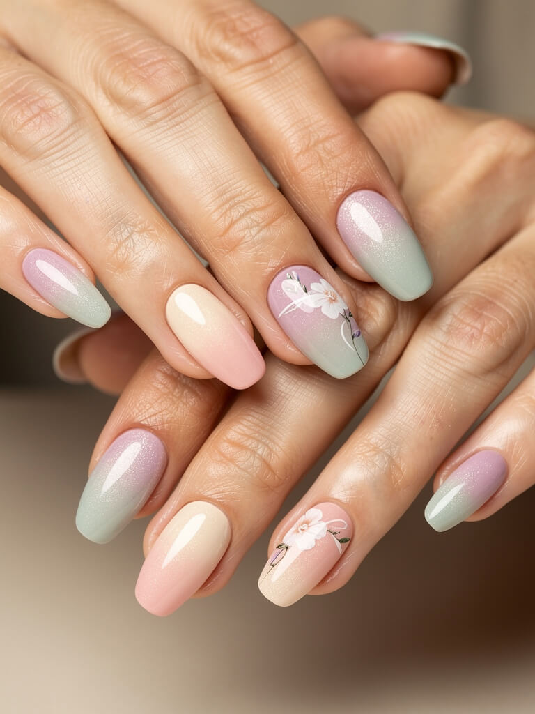 Spring Nails - pastel floral spring manicure