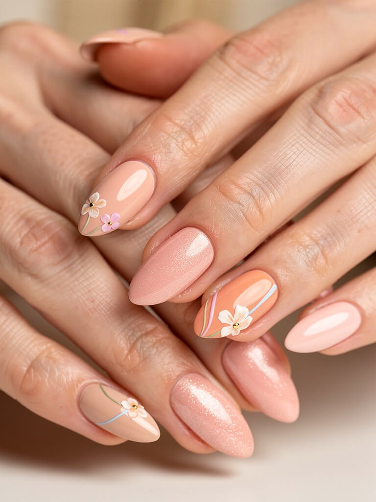 Spring Nails - pastel floral spring manicure
