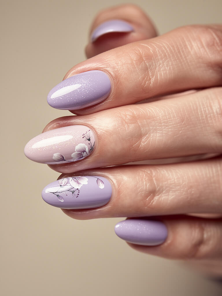 Spring Nails - pastel floral spring manicure