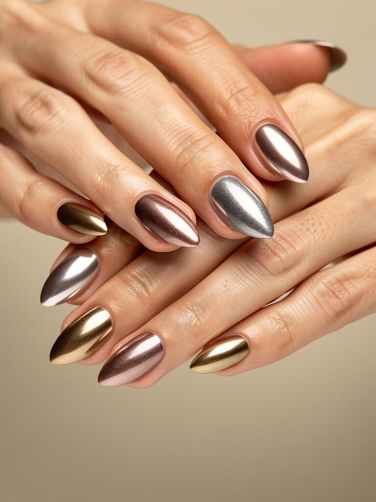 Velvet & Chrome Nails - velvet chrome metallic manicure