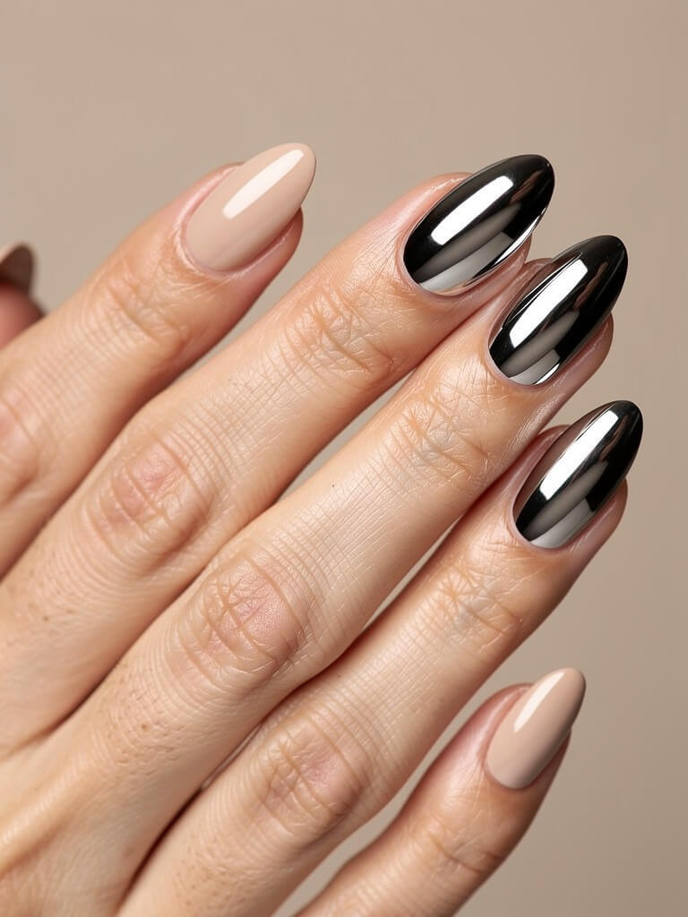 Velvet & Chrome Nails - velvet chrome metallic manicure