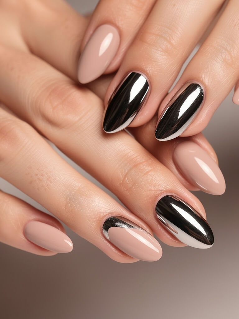 Velvet & Chrome Nails - velvet chrome metallic manicure