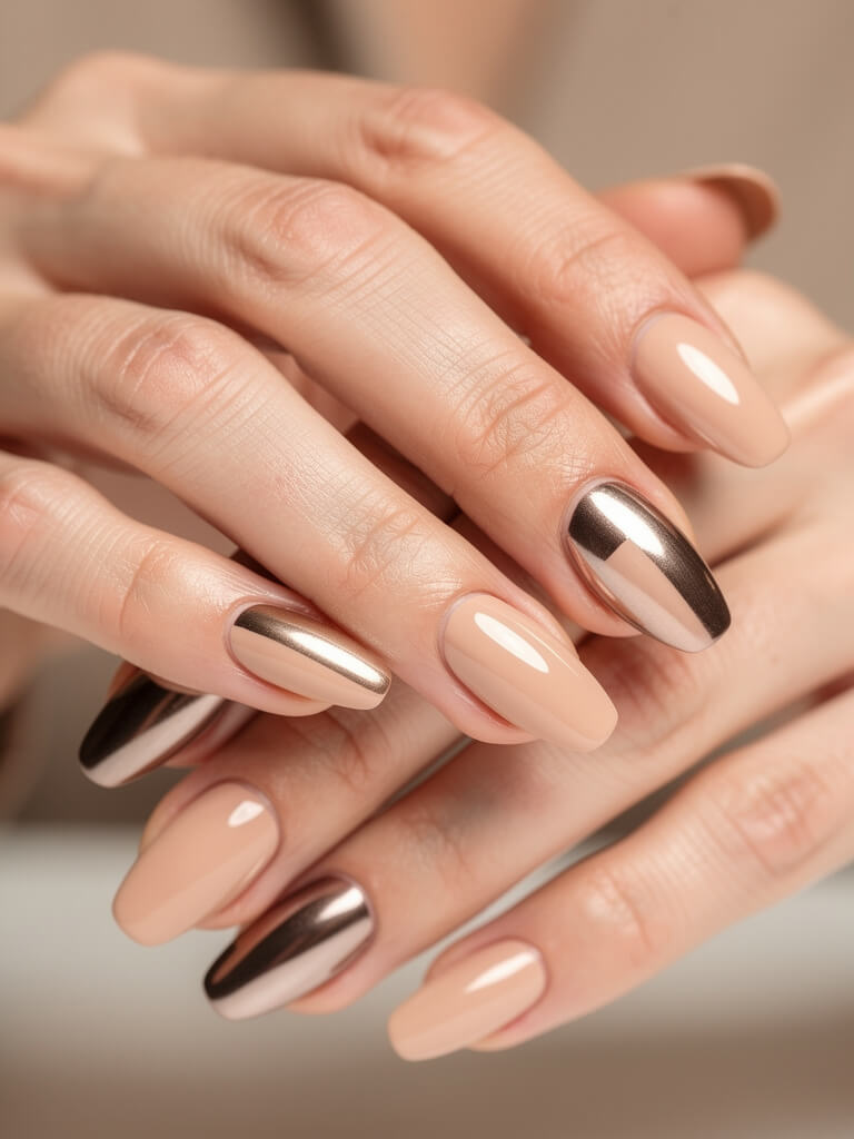 Velvet & Chrome Nails - velvet chrome metallic manicure