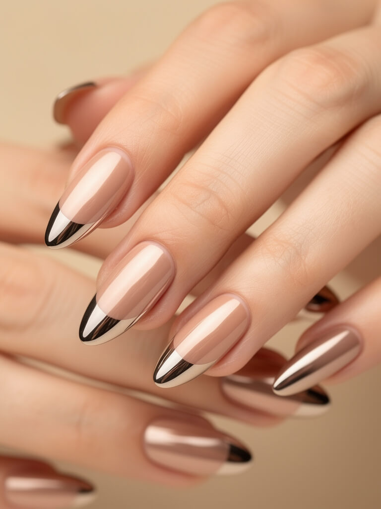 Velvet & Chrome Nails - velvet chrome metallic manicure