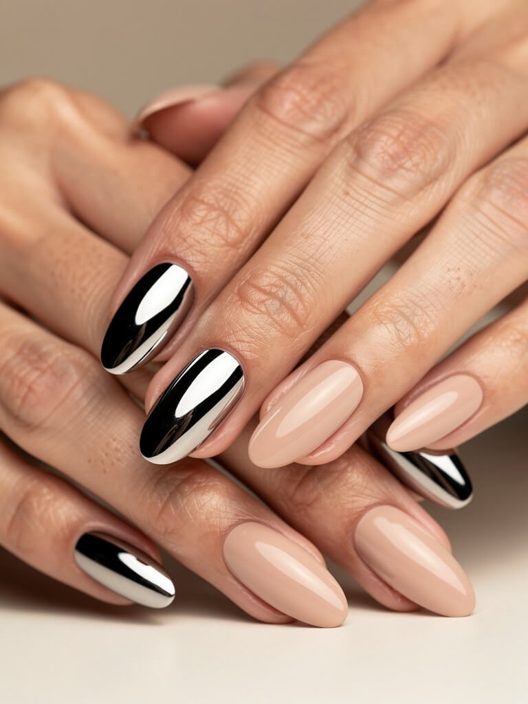 Velvet & Chrome Nails - velvet chrome metallic manicure