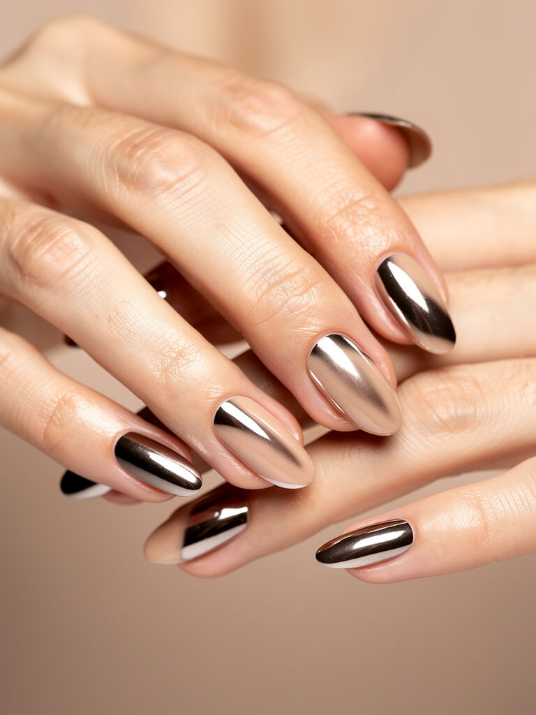 Velvet & Chrome Nails - velvet chrome metallic manicure