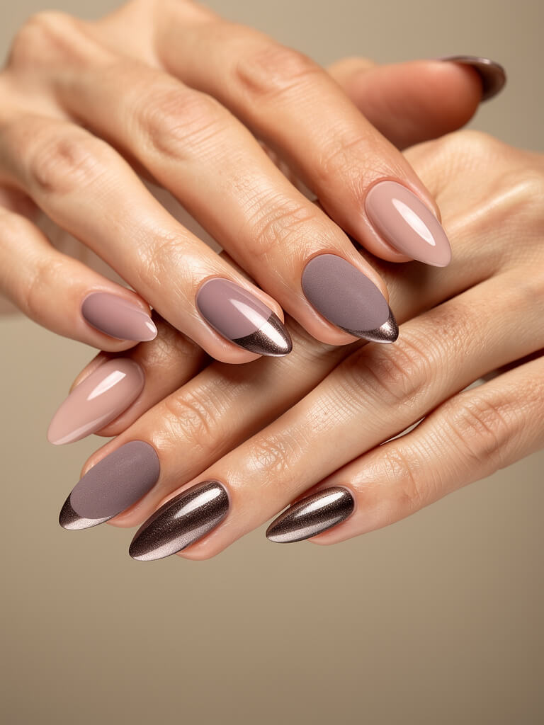 Velvet & Chrome Nails - velvet chrome metallic manicure