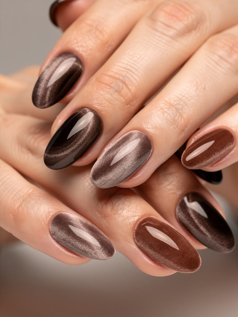 Velvet & Chrome Nails - velvet chrome metallic manicure