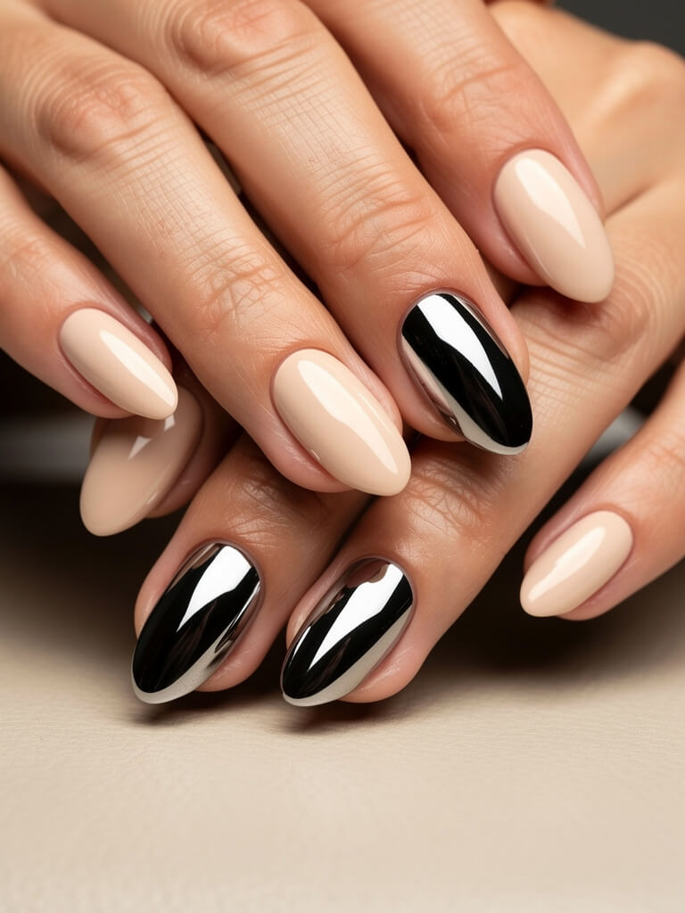 Velvet & Chrome Nails - velvet chrome metallic manicure