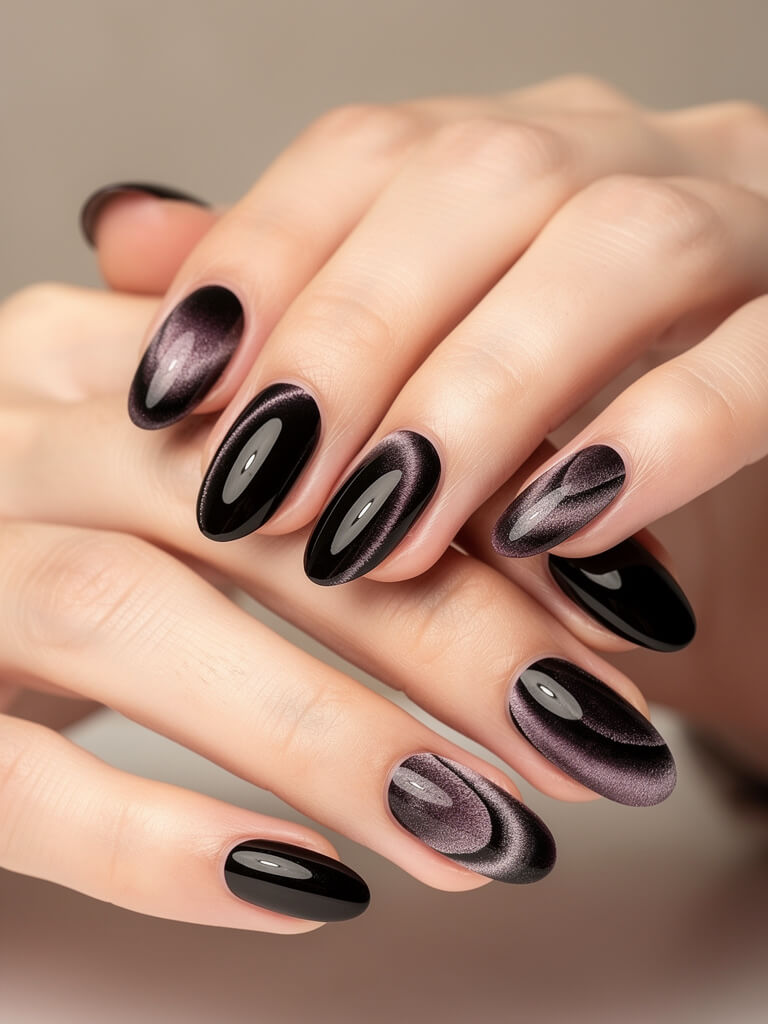 Velvet & Chrome Nails - velvet chrome metallic manicure