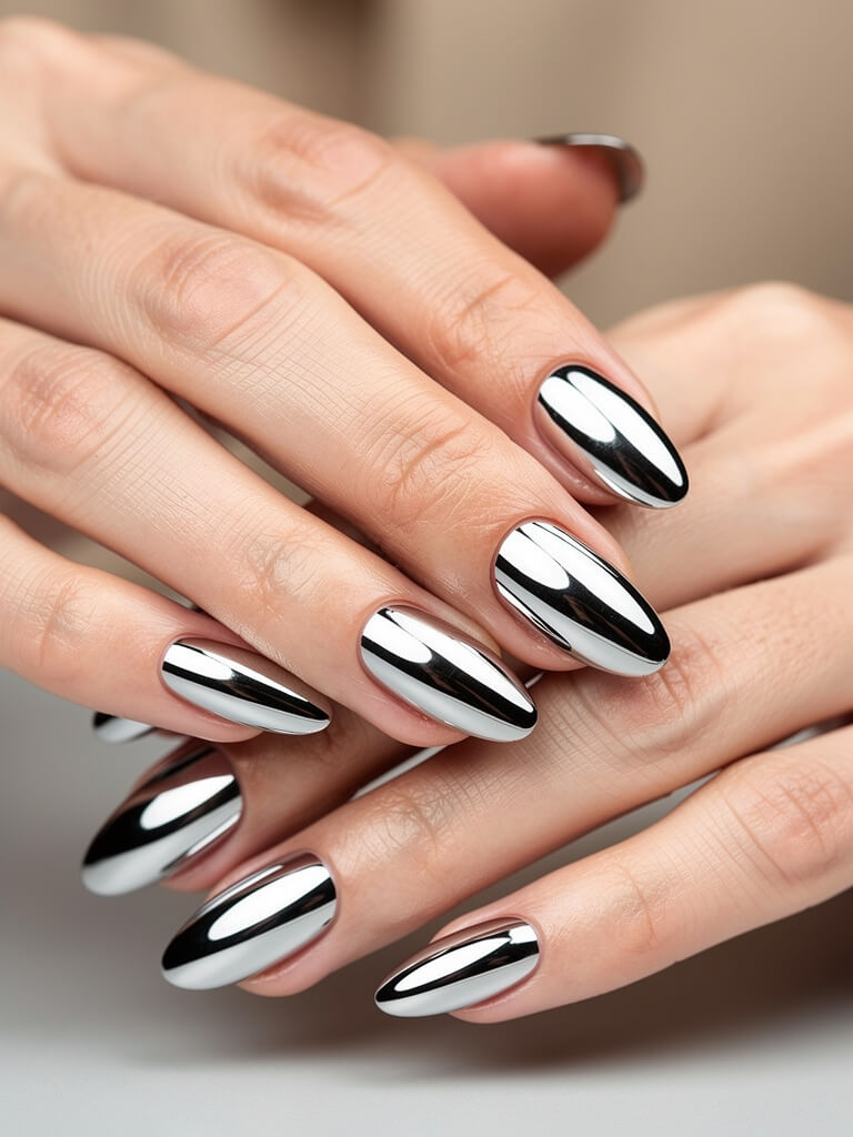 Velvet & Chrome Nails - velvet chrome metallic manicure