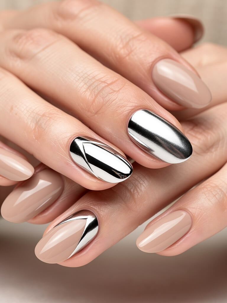 Velvet & Chrome Nails - velvet chrome metallic manicure